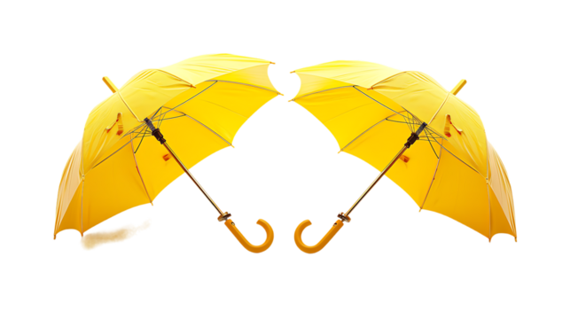 yellow umbrellas isolated on transparent background - Powered by Adobe
