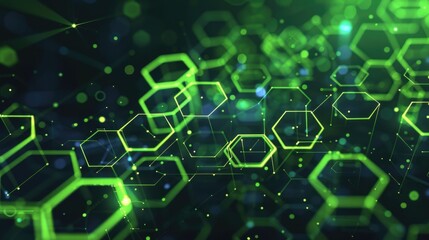 Fototapeta premium Futuristic Neon Lime Hexagonal Patterns Abstract Digital Background Design