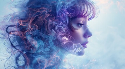 Mystical Portrait of a Woman with Smoke