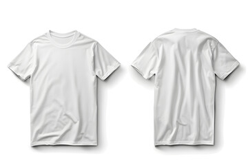 Blank white T-shirt mockup showing front and back views on plain white background