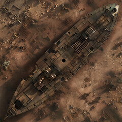 Post Apocalyptic  Battle Map  for RPG ,Map for Dungeons and Dragons,DnD map, Tabletop Role-Playing Games, Adventure Game Background, Top-Down View