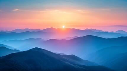 Fototapeta premium Majestic Mountain Sunrise Symbolizing the Dawn of New Opportunities