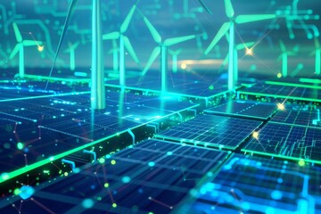 Obraz premium Green Energy Future Wind Turbines and Solar Panels.