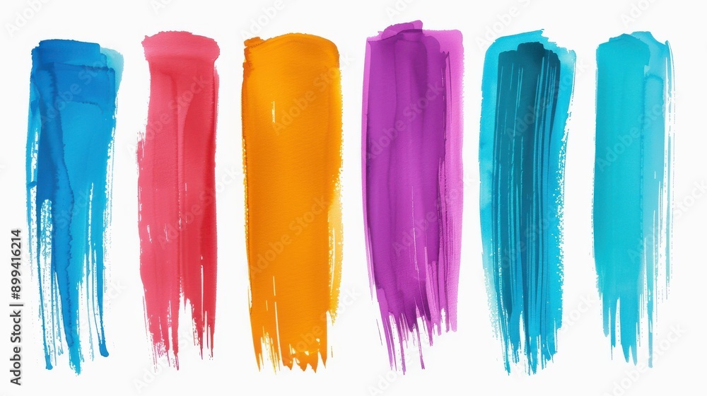 Poster vibrant cutout elements with colorful brush strokes, perfect for adding artistic flair to any design
