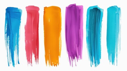 Vibrant cutout elements with colorful brush strokes, perfect for adding artistic flair to any design project or artwork.