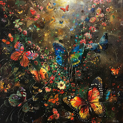 Fototapeta premium nature and butterflies and flowers