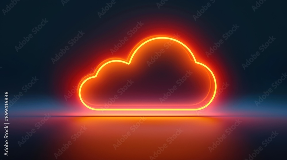 Poster a vibrant neon cloud symbol shines against a sleek blue gradient, creating a modern tech vibe with a