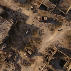 Post Apocalyptic  Battle Map  for RPG ,Map for Dungeons and Dragons,DnD map, Tabletop Role-Playing Games, Adventure Game Background, Top-Down View