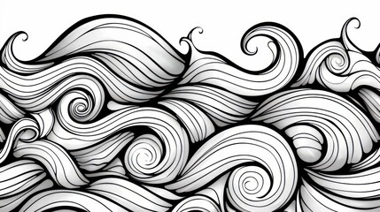 Fototapeta premium Add a touch of elegance to your space with this oriental wave wallpaper, featuring intricate line art that flows beautifully.