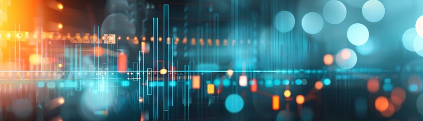 Business background with a glowing analytics dashboard and modern lighting, promoting brand loyalty