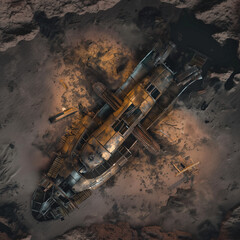 Post Apocalyptic  Battle Map  for RPG ,Map for Dungeons and Dragons,DnD map, Tabletop Role-Playing Games, Adventure Game Background, Top-Down View