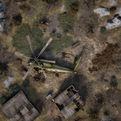 Post Apocalyptic  Battle Map  for RPG ,Map for Dungeons and Dragons,DnD map, Tabletop Role-Playing Games, Adventure Game Background, Top-Down View