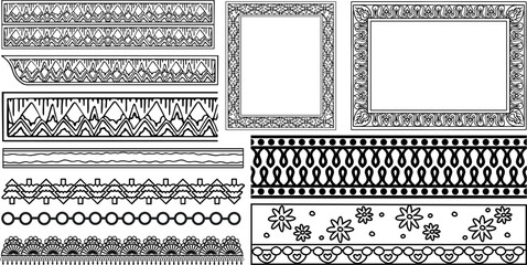 Vector Borders and Frames Collection - Decorative Elements with Various Patterns for Creative Designs