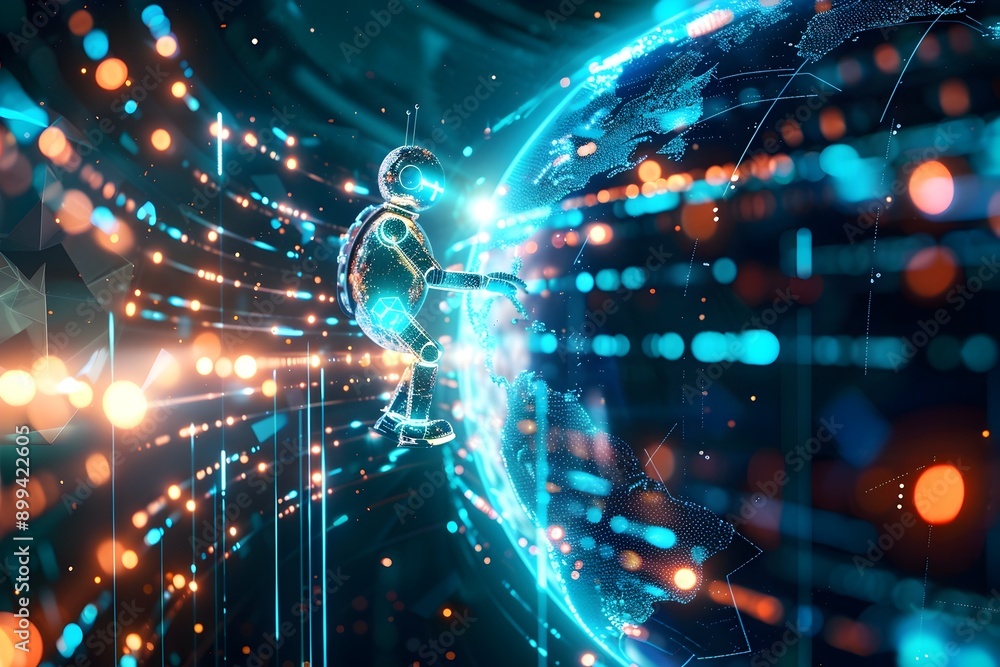 Aufkleber rapid ai-powered data analysis and visualization in futuristic digital landscape