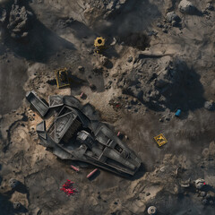 Post Apocalyptic  Battle Map  for RPG ,Map for Dungeons and Dragons,DnD map, Tabletop Role-Playing Games, Adventure Game Background, Top-Down View