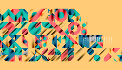 Neo memphis geometric pattern with circles, squares and lines. Pop art abstract background for covers, banners, flyers and posters and other templates