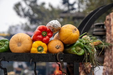rural exhibition and meat grilled in a tradition argentine