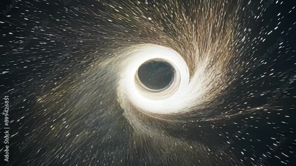 Poster a dynamic event of particles whirling and coalescing into a spinning vortex.