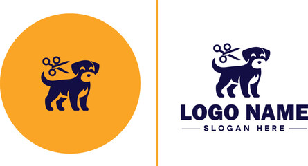 Dog grooming icon Canine care Pet grooming Dog styling flat logo sign symbol editable vector