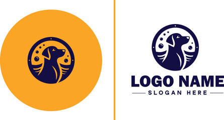 Dog grooming icon Canine care Pet grooming Dog styling flat logo sign symbol editable vector