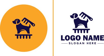 Dog grooming icon Canine care Pet grooming Dog styling flat logo sign symbol editable vector