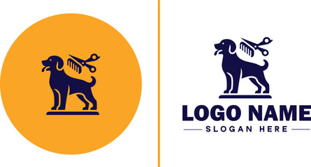Obraz premium Dog grooming icon Canine care Pet grooming Dog styling flat logo sign symbol editable vector