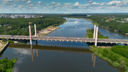 Aerial view of Millennium Bridge Wroclaw,Poland.