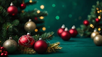 Obraz premium generative AI blur and defocused of celebration of decoration lighting on pine tree for merry christmas and happy new year. 