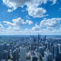 Fototapeta premium Expansive Panoramic View of Bustling City Under Cloudy Skies