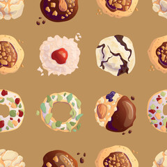 Seamless cookie pattern. Designs for fabric, textiles, wallpaper, packaging	