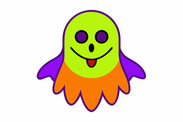 Spooky Vector Line Art of Creepy Halloween Ghost on White Background