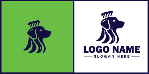 Dog grooming icon Canine care Pet grooming Dog styling flat logo sign symbol editable vector
