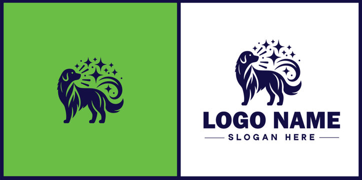 Dog grooming icon Canine care Pet grooming Dog styling flat logo sign symbol editable vector