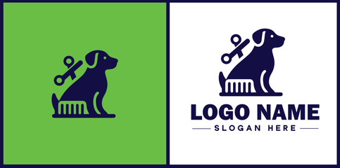 Dog grooming icon Canine care Pet grooming Dog styling flat logo sign symbol editable vector