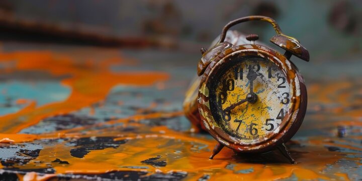 Vintage Clock Exploding in a Burst of Time and Color