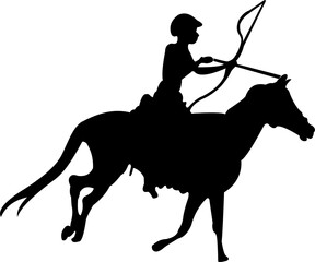 Archery riding horse silhouettes player