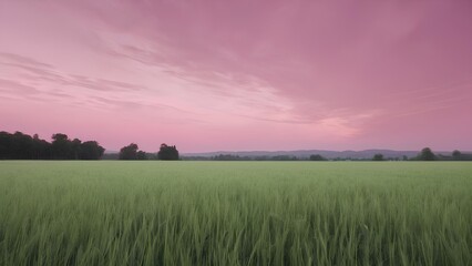 Obraz premium Pink sky, grass, pink sky scenery