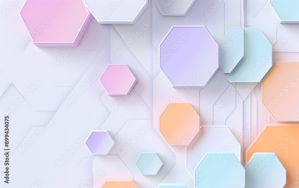 Aufkleber abstract geometric background with hexagons and blocks in pastel colors on white vector illustration