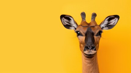 Naklejka premium A captivating okapi stands out against a vibrant orange backdrop, perfect for drawing attention with its striking colors.