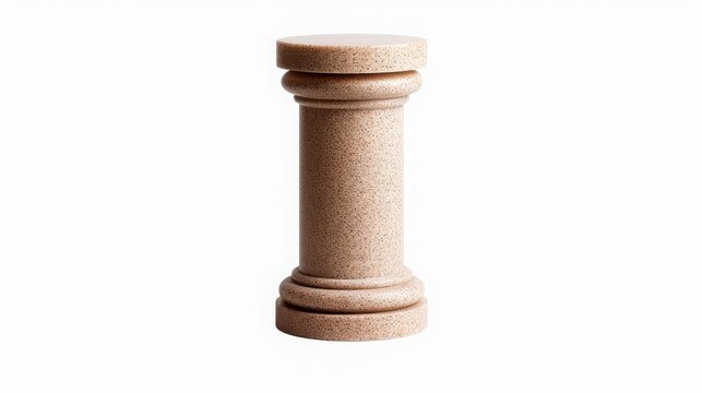 Antique stone pillar column isolated on white background for architectural and historical designs.