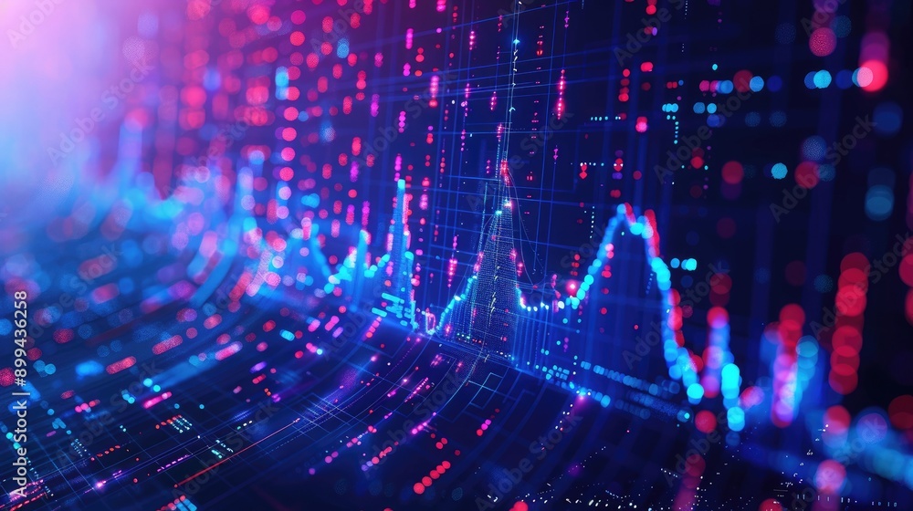 Aufkleber abstract 3d financial charts and graphs with glowing data points, representing investments