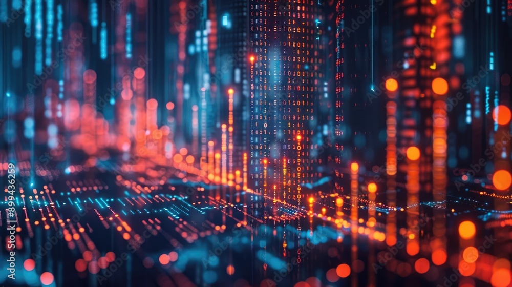 Aufkleber abstract 3d financial charts and graphs with glowing data points, representing investments