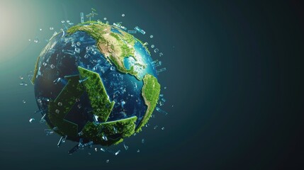 Fototapeta premium Abstract 3D Earth with recycling arrows, symbolizing the circular economy