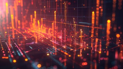 Obraz premium Abstract digital background with glowing investment charts and graph
