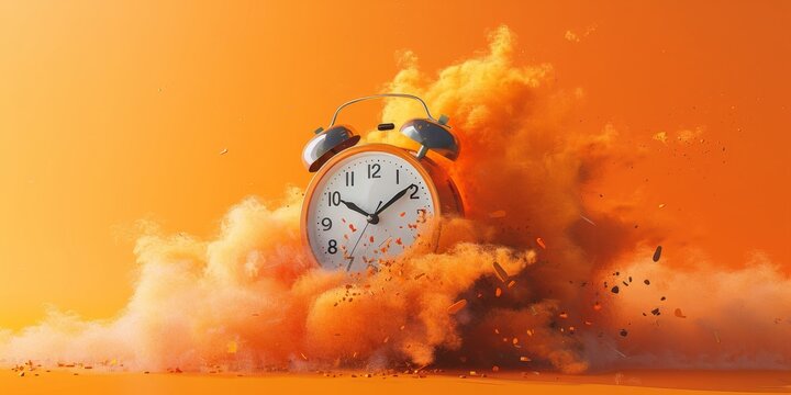 Vintage Clock Exploding in a Burst of Time and Color