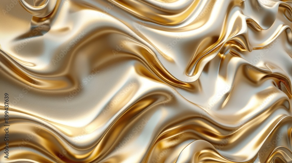 Poster dynamic 3d golden liquid pattern with a sophisticated and abstract design