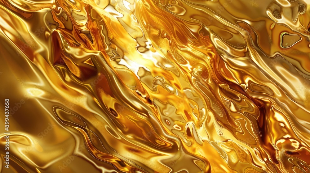 Poster dynamic 3d golden liquid pattern with a sophisticated and abstract design