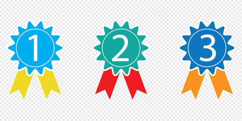 Vector blue badge icon hand drawn style isolated on white background. Award symbol for site design, logo, app.eps 10.