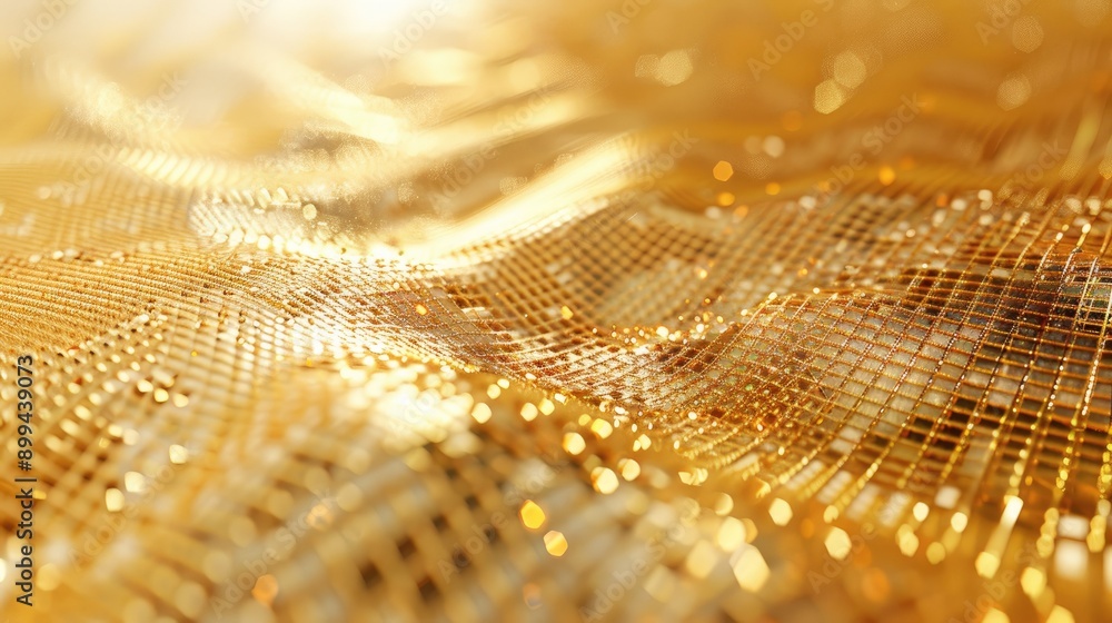 Poster Radiant 3D golden grid with intricate and abstract patterns