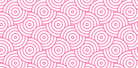 Vector overlapping Pattern Minimal diamond geometric pink color spiral line waves abstract wave line. seamless pink tile stripe overlap creative retro circle line fabric pattern white background.